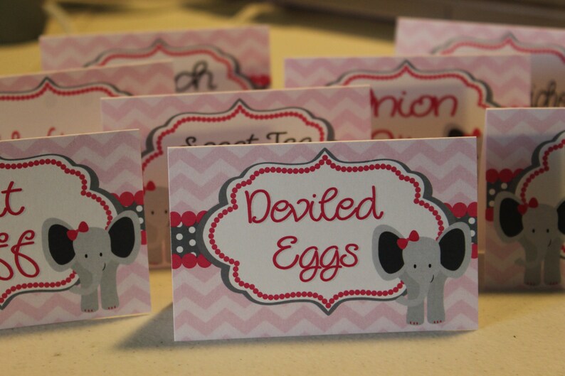 Elephant Food Tent Cards