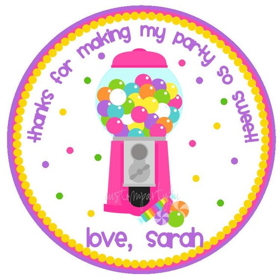 Bubble Gum Machine / Candy Shop Favor Tag for Girls- Set of 12 Il_570xn
