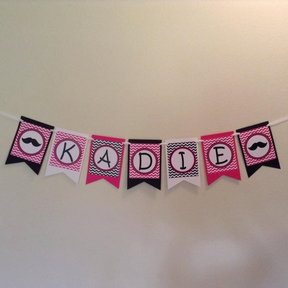 Mustache Bash Girl Name Banner Il_570xn