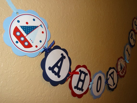 Ahoy Its a Boy ~ Nautical Baby Shower Banner Il_570xn