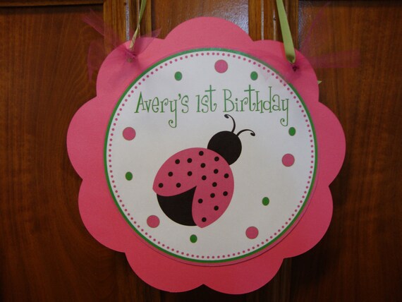 Pink Ladybug Custom Door Sign Il_570xn
