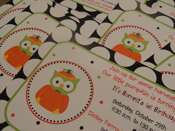 Adorable Halloween or Fall Pumpkin Owl Custom Invitations Il_570xn