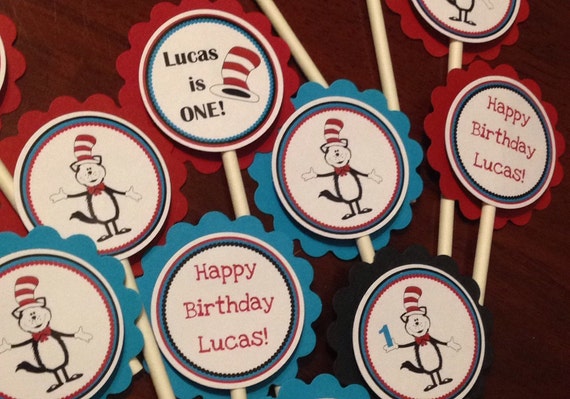 Cat In The Hat Inspired Cupcake Toppers Il_570xn