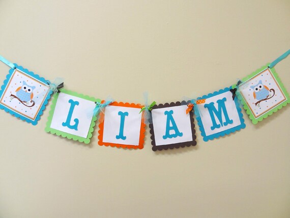 Hip Birthday Owl Name Banner for Boys Il_570xn