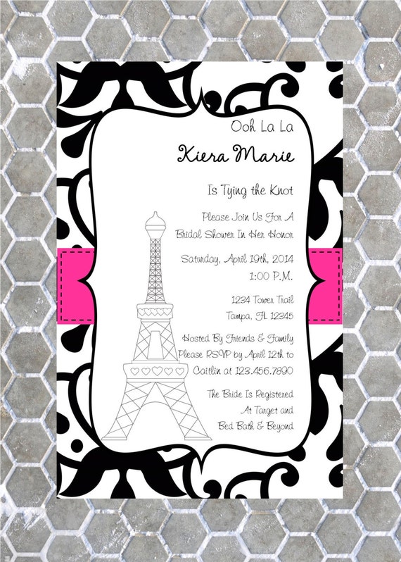 Paris Themed Bridal Shower Invitation by CustomParty4U Catch My Party
