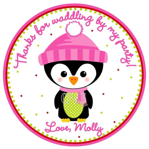 Adorable Penguin Winter ONEderland Custom Favor Tags for Girls- You pick Penguin Design Il_570xn