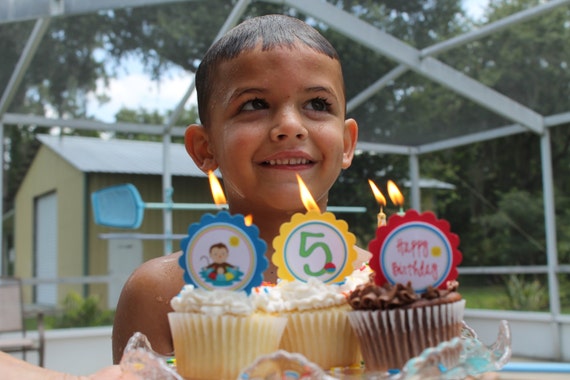 Pool Party Monkey Cup Cake Toppers Il_570xn