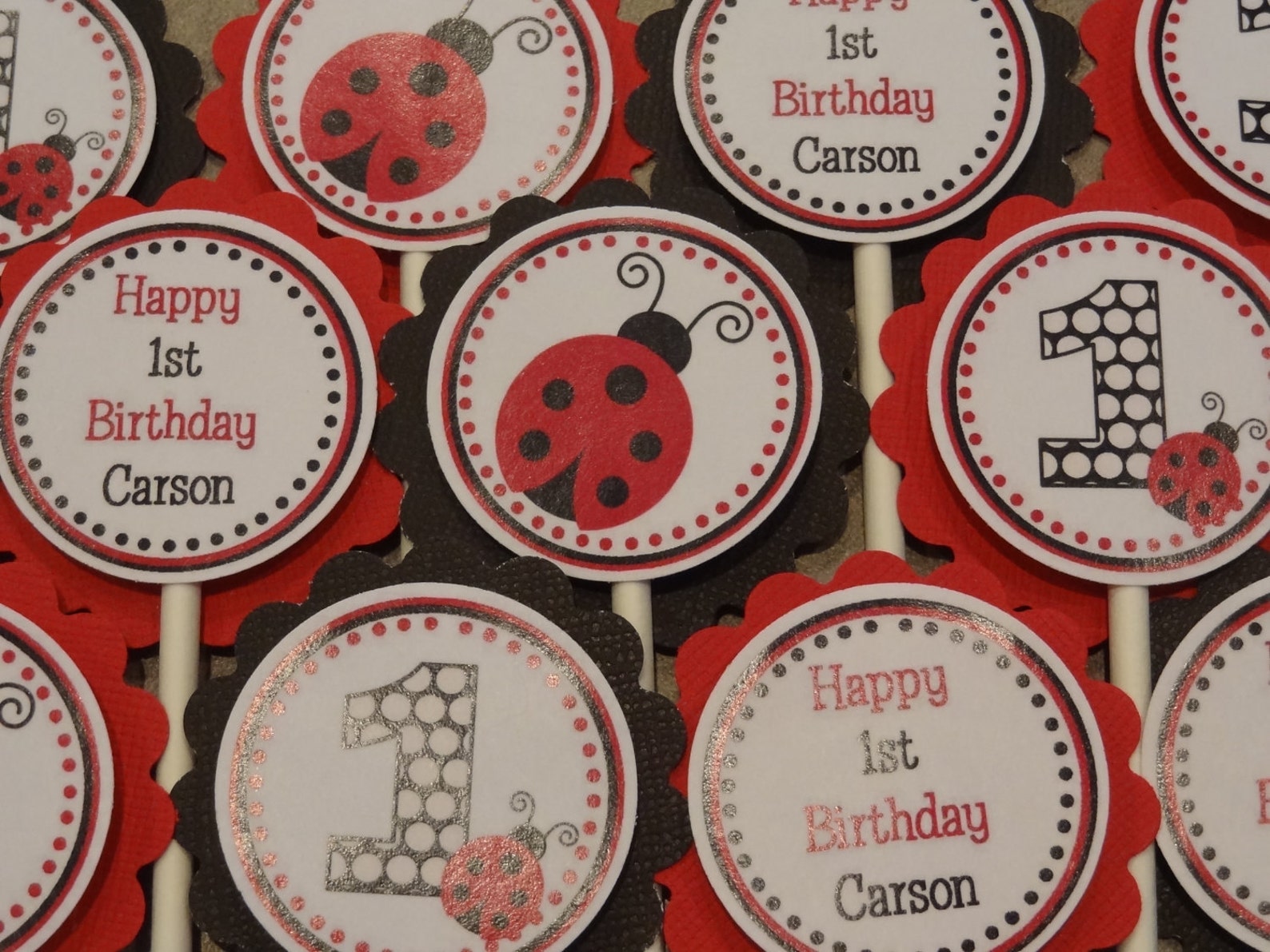 Ladybug Cupcake Toppers - Etsy