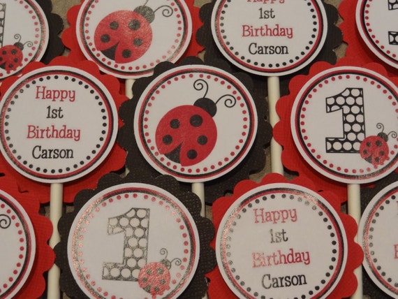 Ladybug Cupcake Toppers Il_570xn