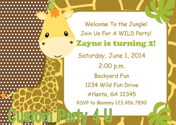 Adorable Giraffe Invitation Il_570xn