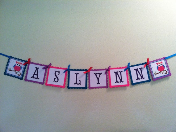 Hip Owl Girl Name Banner Il_570xn