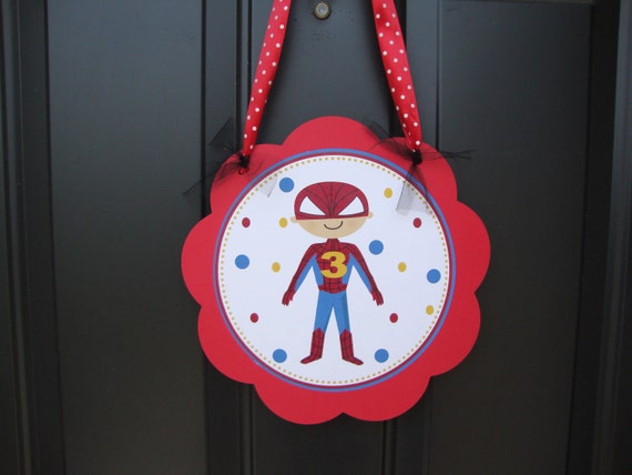 Super Spider Hero Door Sign Il_570xn