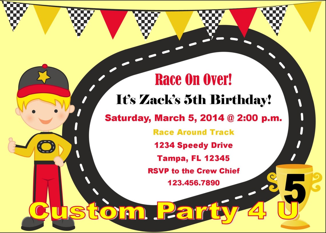 Racing Birthday Invitations Etsy
