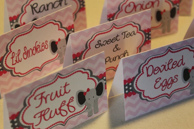 Elephant Food Tent Cards