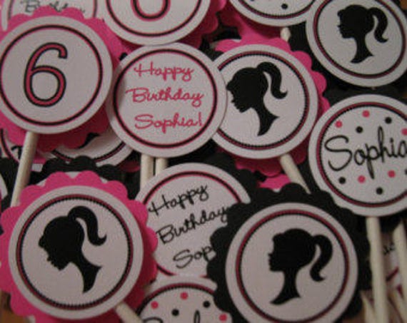 Silhouette Girl Cupcake Toppers Il_570xn