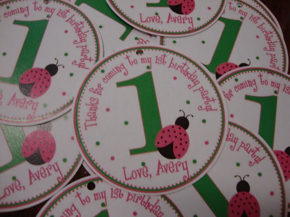 Pink Ladybug Birthday Party Favor Tags Il_570xn