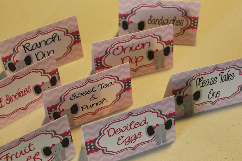 Elephant Food Tent Cards