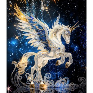 Magical Unicorn Matte Poster 16 x 20 size, Pegasus Wall Art, Fantasy Home Decor, Gift for Kids, Enchanted Room Decor, Jewelry Art