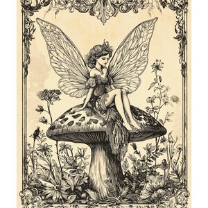 Whimsical Fairy Wall Art Poster 16 x 20 size, Art Print, Vintage Home Decor, Magical Nursery Decoration, Enchanted Forest Art
