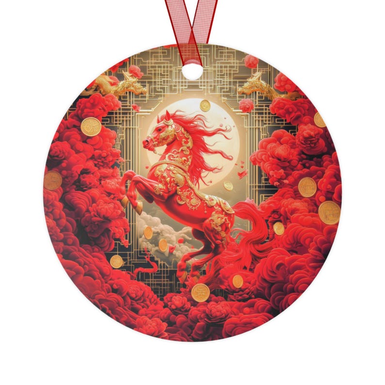 Chinese Lunar New Year Horse Metal Ornament, Good Luck Gift, 2026 ...