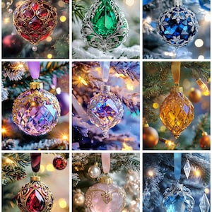 Christmas Ornament Collection Themed Artwork: Digital Download, Printable Art for Crafting, Wall Art