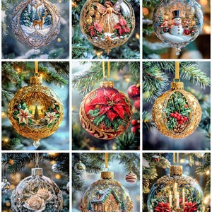 Christmas Ornament Collection Themed Artwork: Digital Download, Printable Art for Crafting, Wall Art