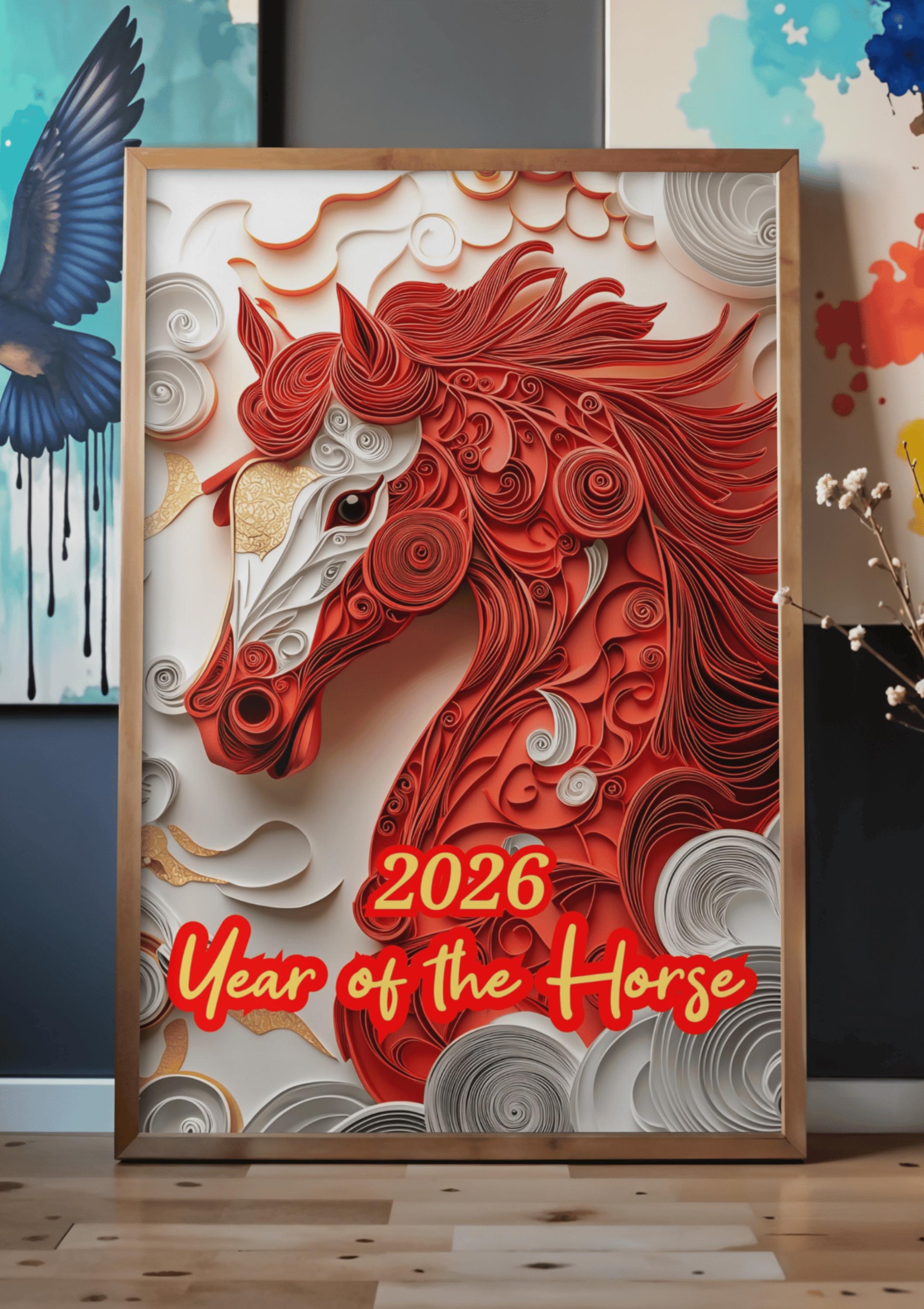 Chinese Lunar New Year 2026 Horse Themed Artwork: Digital Download ...