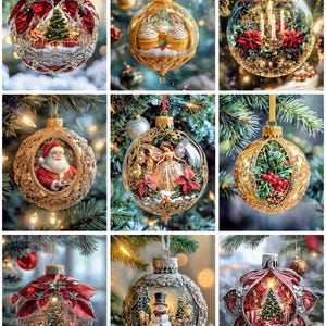 Christmas Ornament Collection Themed Artwork: Digital Download, Printable Art for Crafting, Wall Art