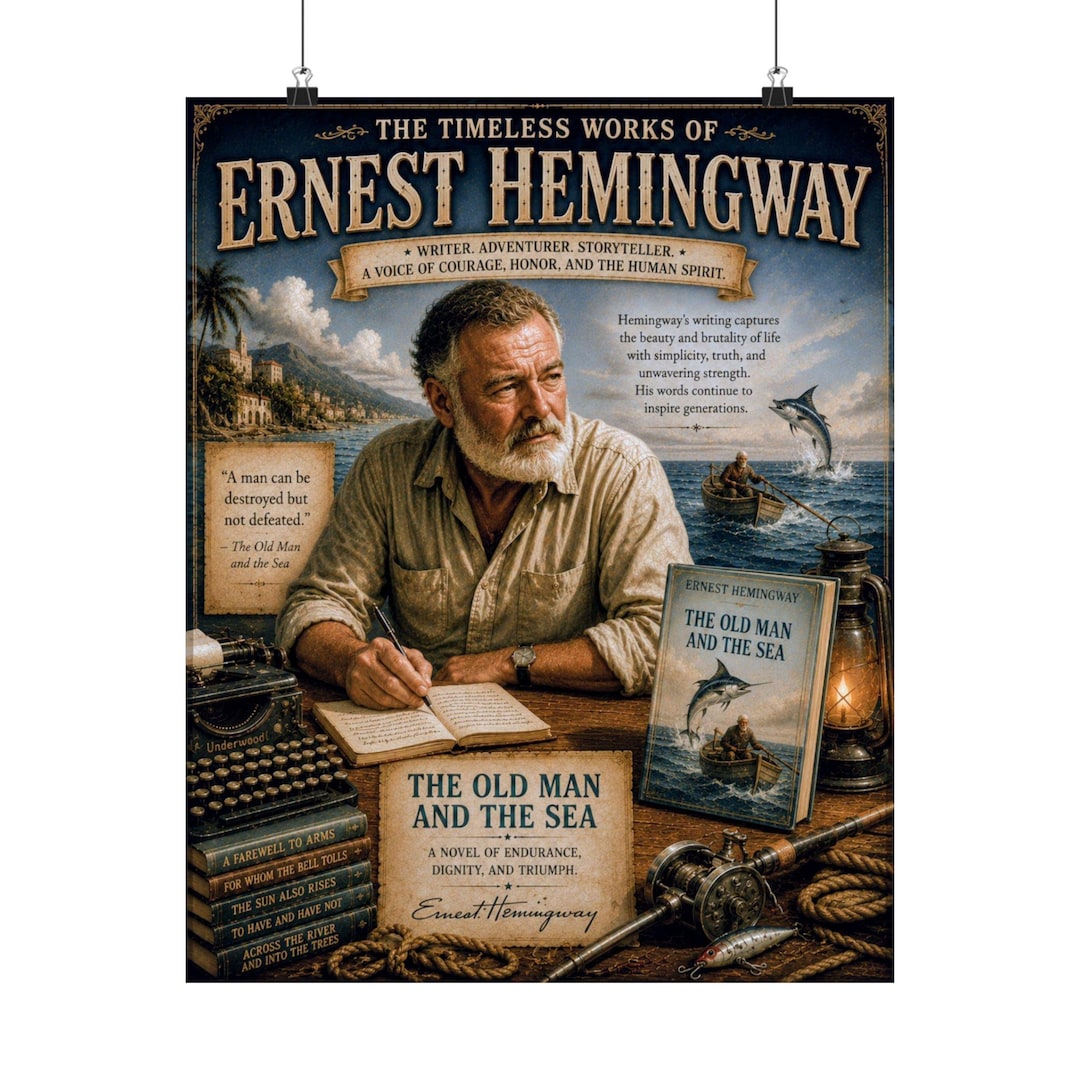 Ernest Hemingway Matte Vertical Poster, 16 X 20 Size, the Old Man and ...