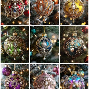 Christmas Ornament Collection Themed Artwork: Digital Download, Printable Art for Crafting, Wall Art