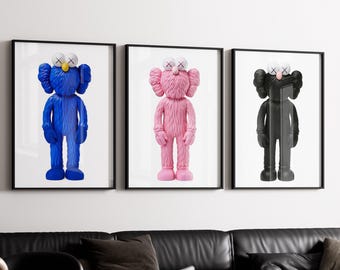 KAWS Figure Poster Set of 3: Hypebeast Room Decor, Dopamine Wall Art (Digital Download)