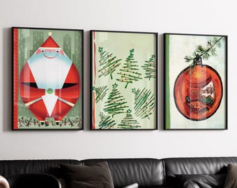 New Yorker Christmas Poster Set | Festive Holiday Prints (Digital Download)