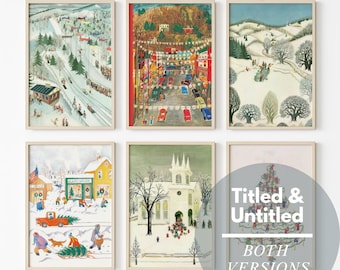 Vintage New Yorker Christmas Town Print | NYC Holiday Wall Art (Digital Download)