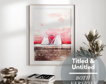 Cats in Love Art Print | Whimsical Home Decor (Digital Download)