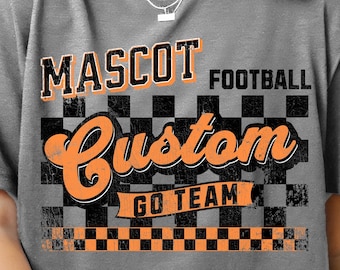 Custom School Spirit PNG, Team Mascot Retro Checkered Sublimation Design Digital Download