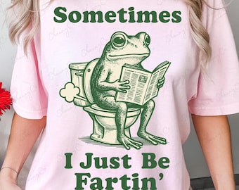 Soms ben ik gewoon een scheet, grappige kikker op toilet png, grappige meme png, leuke kikkerhumor png, grappige schetenkikker png, vintage gekke kikker png