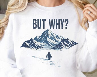 Nihilistische pinguïn 'But Why', png, retro-memeshirtontwerp (digitale download)