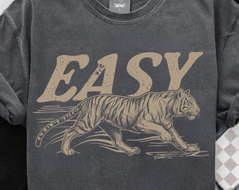 Easy Tiger PNG, Vintage Distressed Animal Shirt Design (Digital Download)