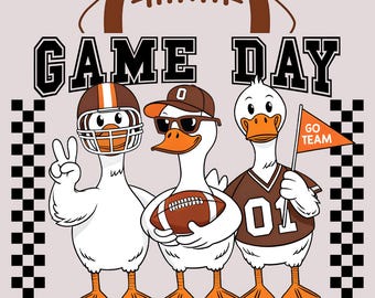 Fútbol americano del día del juego del ganso tonto PNG, diseño de camiseta retro a cuadros de otoño, descarga digital