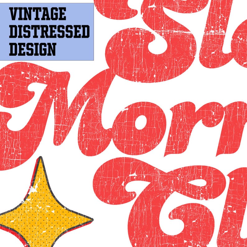 Aesthetic Slow Mornings Club quote with yellow flower and stars, retro hippie style PNG for sublimation, ideal for cozy Sunday morning vibes.