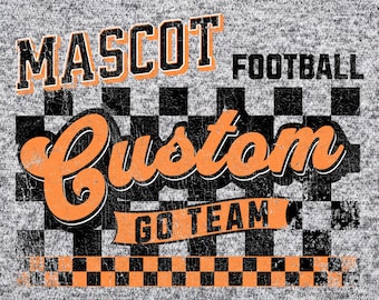 Custom School Spirit PNG, Team Mascot Retro Checkered Sublimation Design Digital Download