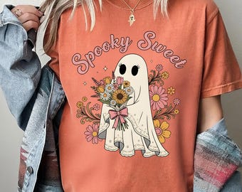 Floral Ghost PNG: Spooky Sweet Halloween-clipart (digitale download)