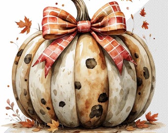 Watercolor Pumpkin PNG | Coquette Fall Clipart (Digital Download)