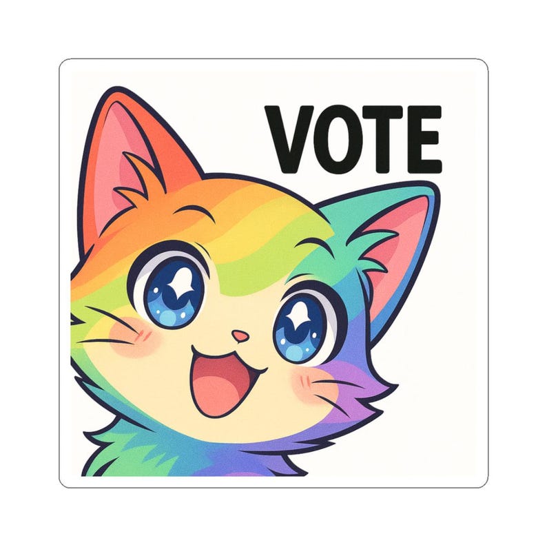 Cute Voting Roster Colorful Cat Vote Kiss-cut Stickers | Cute Laptop Decals, Fun Party ...