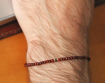 emerald wood mens bracelet - mens burgundy wood with emerald and goldplated beads small bracelet - burgundy emerald gold mens bracelet