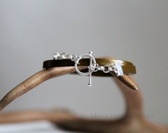 double wrap leather bracelet with sterling silver for women by Maria-Helena Design