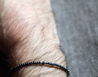 venice winter mens bracelet - gray black silver mens small bead bracelet - mens gem bracelet - MariaHelenaDesign