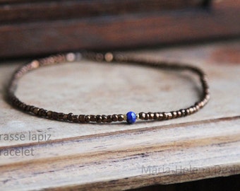 brasse lapiz bracelet for men - warm and light, a touch of glam with antique and lapiz blue bracelet from Maria-Helena Design