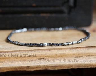 aero silver small bead bracelet for men - super small bead bracelet for men from Maria-Helena Design