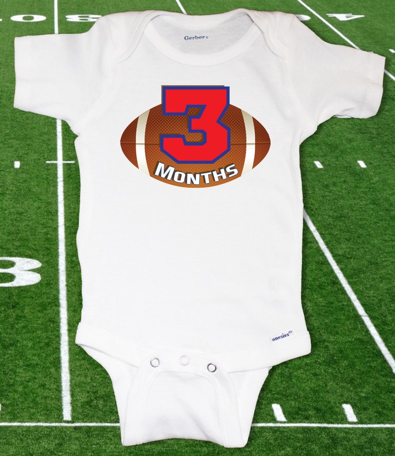 Football Sports Baby Monthly Onesie Set Blue & Red 12 Month Etsy